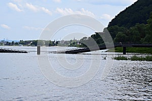 Namedy, Germany - 06 29 2021: broken bridge to the Geysir Andernach photo