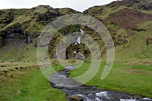 Nameless waterfall in vicinities of Vic in Iceland