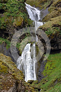 Nameless waterfall in vicinities of Vic in Iceland