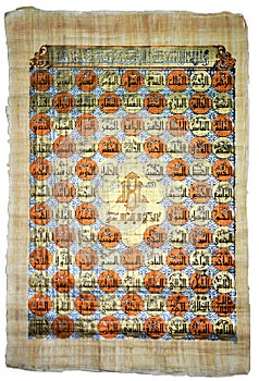 99 names of allah in golden on papyrus grunge
