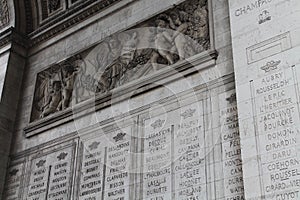 Names on the Arc de Triomphe