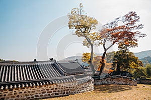 Namhansanseong Fortress, Korean traditional architecture at autumn in Gwangju