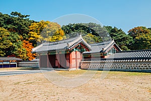 Namhansanseong Fortress, Korean traditional architecture at autumn in Gwangju