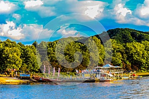 Nami Island`s Pier in the Cloudy Day