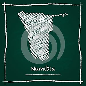 Namibia outline vector map hand drawn with chalk.