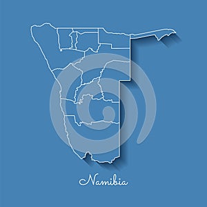 Namibia region map: blue with white outline and.