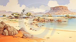 Namibian Island In Milo Manara Style