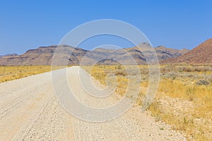 Namibian landscape along the gravel road. Khomas, Namibia