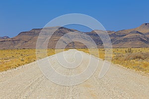 Namibian landscape along the gravel road. Khomas, Namibia