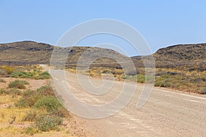 Namibian landscape along the gravel road. Rehoboth, Namibia