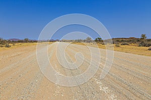 Namibian landscape along the gravel road. Rehoboth, Namibia
