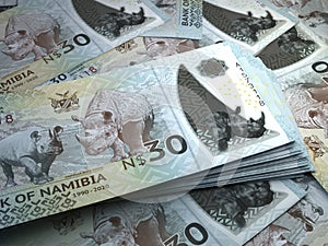 Namibian money. Namibian dollar banknotes. 30 NAD dollars bills