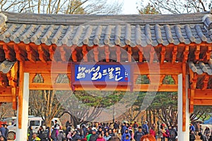 NAMISEOM - NOVEMBER 26 : Tourists visit the traditional Korean c