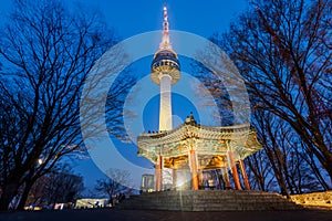 Namsan Mountain,Seoul tower at night in Seoul,South Korea