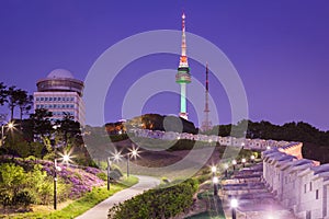 Namsan Park and N Seoul Tower at Night