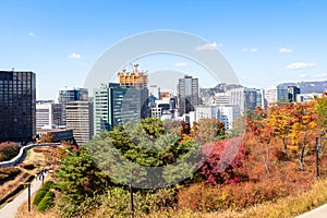 Namsan Park and view of tall buildings in Seoul