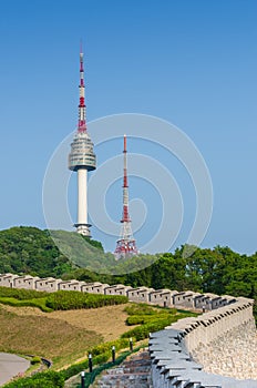 Namsan Tower, and the blue skies above in Seoul,South Korea