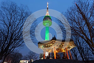 Namsan Tower or N seoul Tower at Night, seoul, korea.