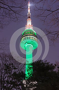 Namsan Tower at Night in Seoul,South Korea