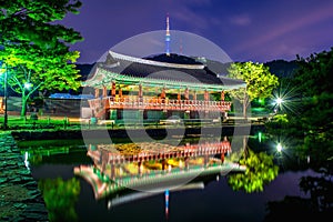 Namsangol Hannok Village and Seoul Tower. photo