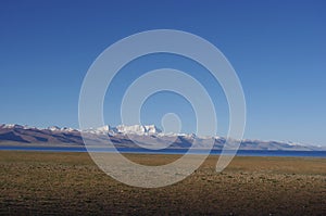 The Namtso lake and the snow mountains