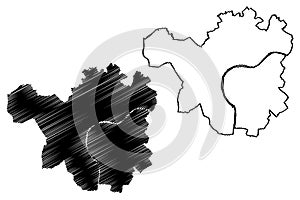 Namur City Kingdom of Belgium, Wallonia Region map vector illustration, scribble sketch City of Namur map