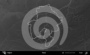 Namur outlined, Belgium. Grayscale