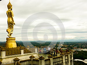 Nan - THAILAND AUGUST 20, 2018 Wat Phra That Khao Noi is located on the top of Khao Noi hill, two kilometers west of the town. The