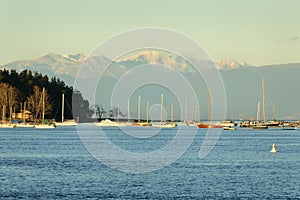 Nanaimo Harbor Anchorage and Coast Mountains