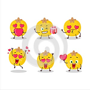 Nance fruit cartoon character with love cute emoticon