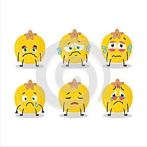 Nance fruit cartoon character with sad expression