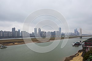 Nanchang skyline and Ganjiang River, Jiangxi, China