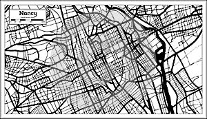 Nancy France City Map in Black and White Color in Retro Style. Outline Map