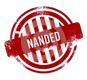 Nanded - Red grunge button, stamp