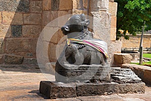 Nandi bull at the entrance to the mahamandapa, Brihadisvara Temple, Gangaikondacholapuram, Tamil Nadu, India