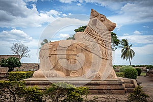 Nandi the Bull statue in ancient Hindu temple