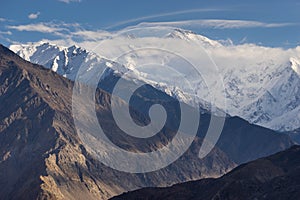 Nanga Parbat mountain massif above the cloud, ninth highest peak in the world in Himalayas mountain range, Pakistan