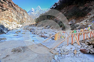 Nangkar tsang and buddhism flag from nepal photo