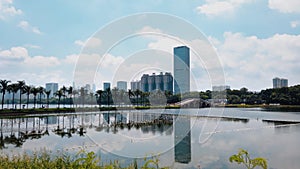 Nanhu lake and residential modern building in Nanning, China