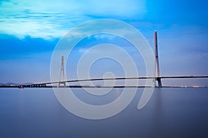 Nanjing cable stayed bridge in evening