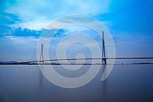 Nanjing cable stayed bridge in nightfall