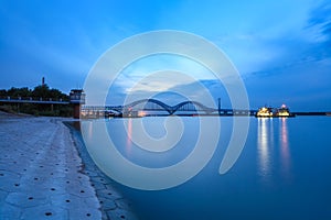 Nanjing dashengguan bridge in nightfall