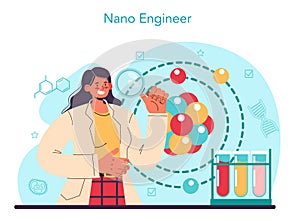 Nano engineering. Scientists work in laboratory with nanoparticle