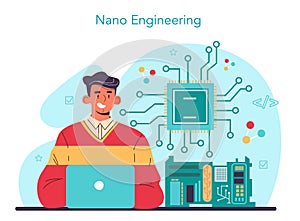 Nano engineering. Scientists work in laboratory with nanoparticle