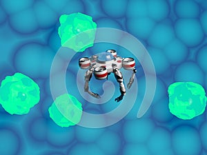Nano robot with bacteria, Nanobot, Medical concept future,3d render