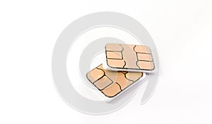 Nano sim card of smart phone on white, isolate, background