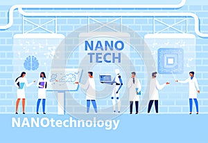 Nano Techology Development Flat Cartoon Banner