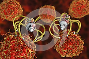Nanobot attacking cancer cell