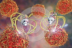 Nanobot attacking cancer cell