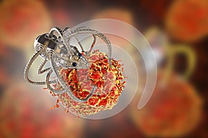 Nanobot attacking cancer cell